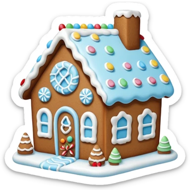 Light blue gingerbread house sticker