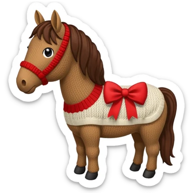 A jumper with à horse and a Christmas pudding with red bows cute sticker