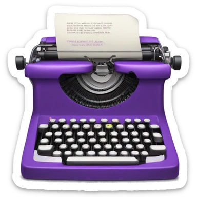 a purple typewriter. the paper coming out of the typewriter has "TypeSpec" written on it. sticker