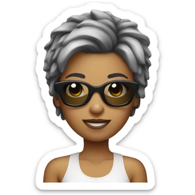 sunglass girl with shor hair sticker