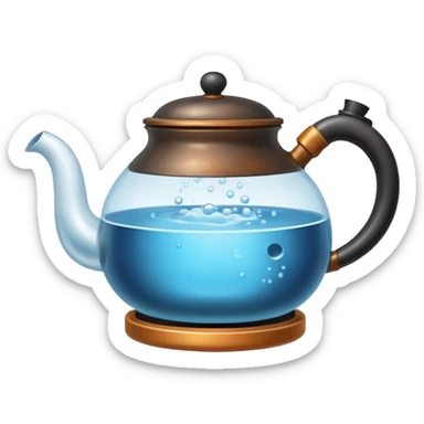 a small pot or kettle filled with water placed on fire, the water is boiling intensely with visible steam and bubbles rising, bright lighting, clean white background



 sticker