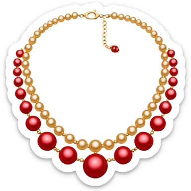 Necklace with red and gold pearls sticker