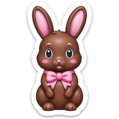 chocolate candy bunny with pink bow on neck sticker
