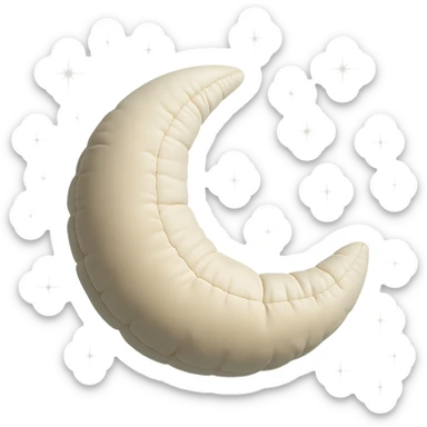 crescent moon floating in a starry sky, soft plush look, dreamy atmosphere sticker