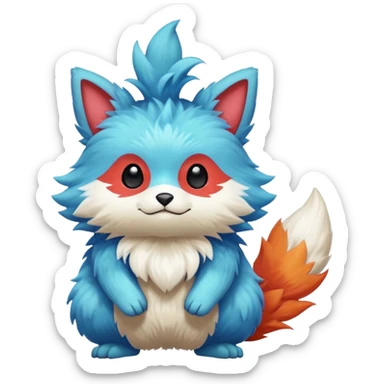 Colorful cute furry anthropomorphic painted Fakémon-Pokémon-creature sticker