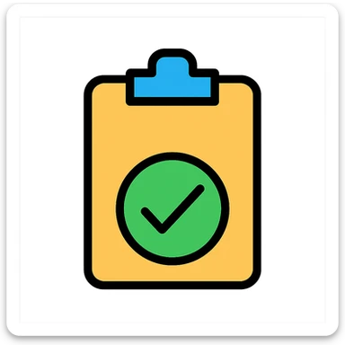 clipboard with a checkmark, minimal color icon style sticker