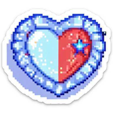 A red heart with a bright glowing blue star inside sticker
