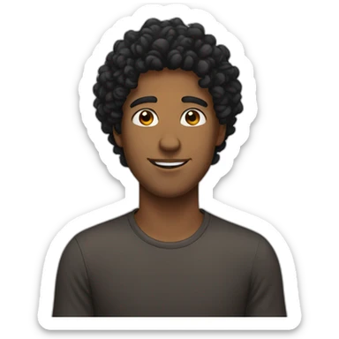 brown skin man with black curly hair sticker