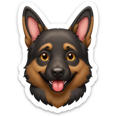 cartoon style dark German Shepherd dog with its tongue hanging out long sticker