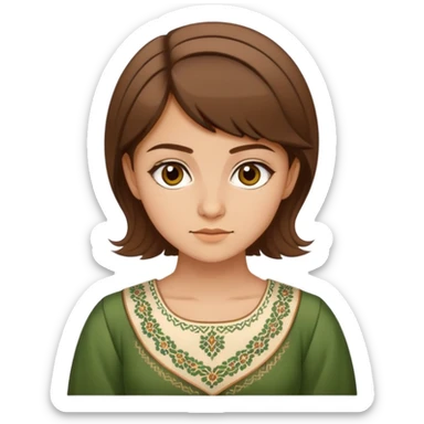 20-year-old Chechen girl with short brown hair in Chechen dress sticker