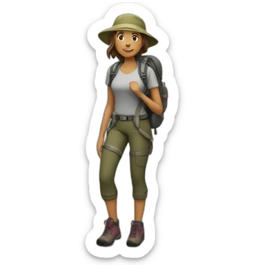 hiking woman sticker