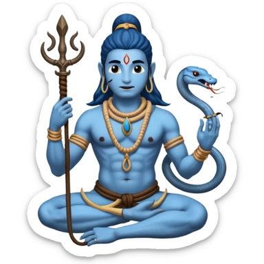 Mahadev real god  shiv not like cartoon  blue body and trishul and and had damru and nack around sanke  sticker