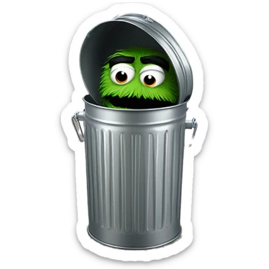 oscar the grouch inside metal trash can sticker
