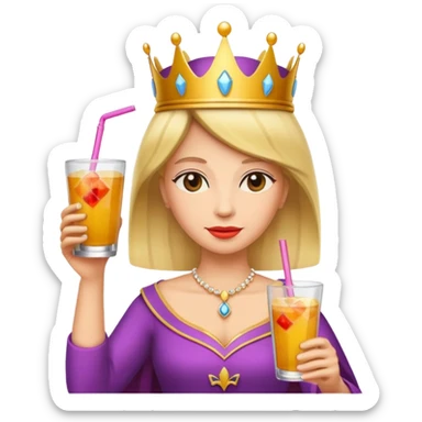 queen with drink sticker