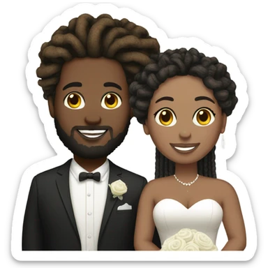 Plus size couple with locs wedding pale sticker