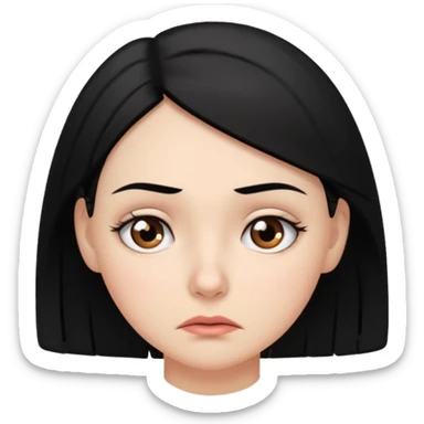 A worried woman, black hair, with one eyebrow raised sticker