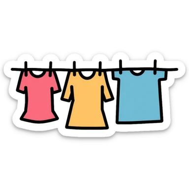 clothes hanging on laundry line sticker