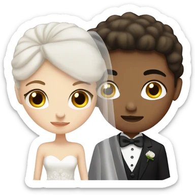brown hair white girl wedding dress and black haired white girl in wedding dress kissing sticker