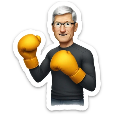 Tim cook with box gloves sticker