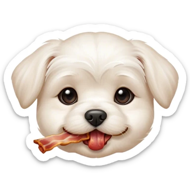 maltese dog face small puppy bacon in mouth  sticker