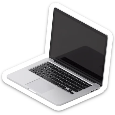realistic MacBook laptop, angled view, keyboard visible, skeuomorphism style sticker