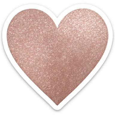 Edit the glittery gold color heart to a glittery rose gold color heart with a subtle gradient and no border. Keep the background transparent. Maintain the glittery texture and subtle gradient effect in rose gold tones sticker