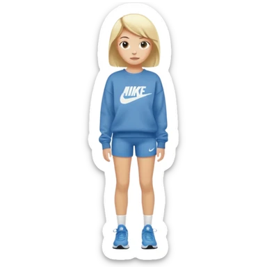  Ein Mädchen mit kurz blonden Haaren einer Baggyhose einen langen Pullover und Nike Schuhe sticker