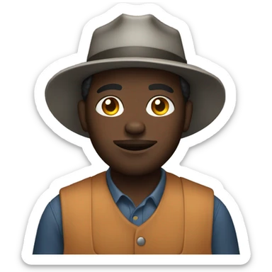 A black man in a work of farmer sticker