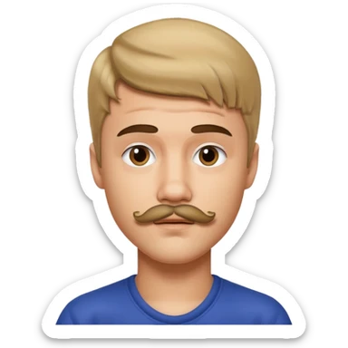 justin bieber with mustache sticker