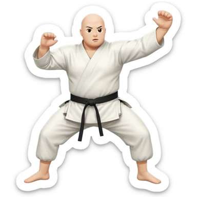 Fat white bald ninja from Wisconsin who is unathletic trying to do karate high kicks and moves in an unathletic way sticker