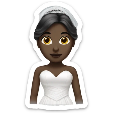 White bride with black veil sticker