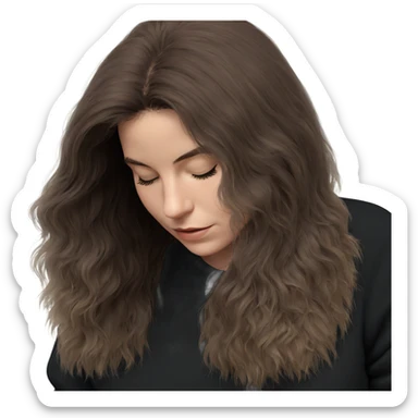 serene girl with closed eyes sticker