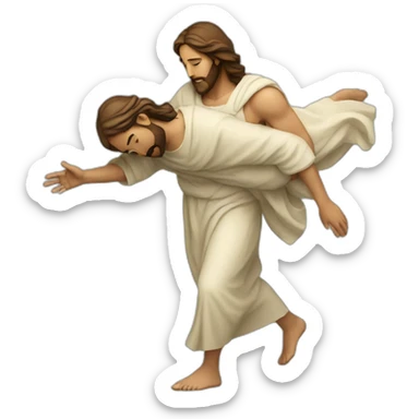Jesus carrying man sticker