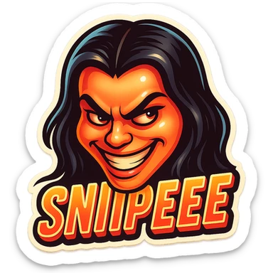 grin EVIL LOOk , Make it say "SNIPEEE" sticker