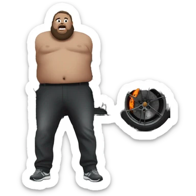 Fat guy getting into a McLaren and destroying it  sticker