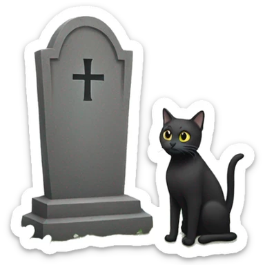 grave with a cat next  to it sticker
