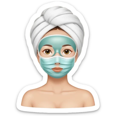 Lady with face mask spa beauty full face relaxing sticker