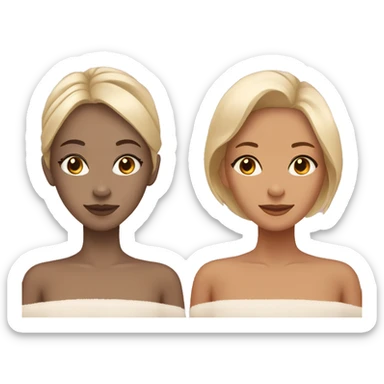 two girls at a spa one pale and one tan sticker