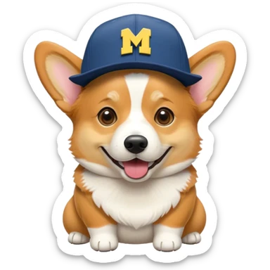 Corgi With a Michigan Hat sticker