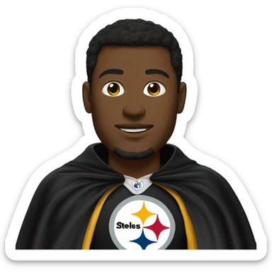 Pittsburgh Steelers player in uniform with black cape. sticker