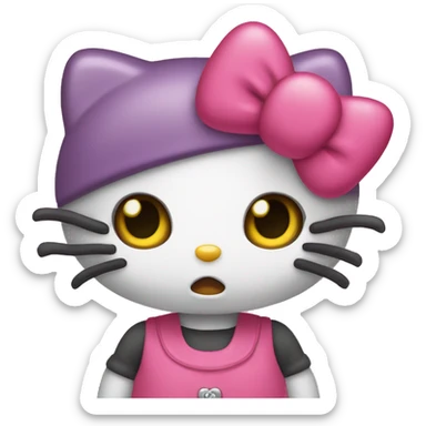 Hello kitty wearing a cute hate sticker