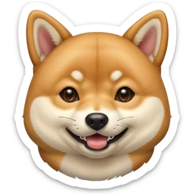 portrait of a shiba dog, smiling with closed mouth, no tongue showing sticker