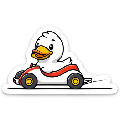 cartoon duck driving a race car sticker