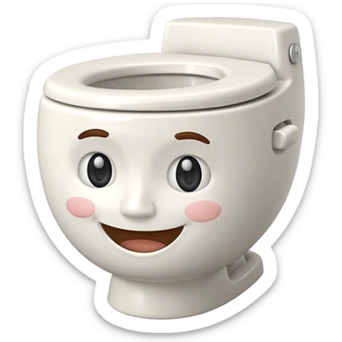 Cartoon toilet with human face emerging from bowl sticker