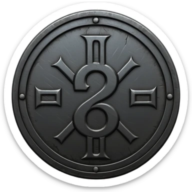 Minimal emoji, gothic metal coin made of black steel, engraved number 2 at the center, ancient industrial aesthetic, worn metal texture, no glow, no neon, flat emoji design, centered, transparent background sticker