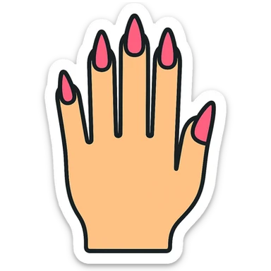 hand with 5 fingers, pink gothic nails sticker