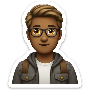 young man - tan skin - light beard - short brown hair - glasses sticker
