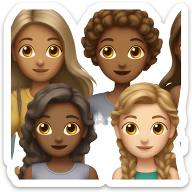3 girls with brown hair sticker