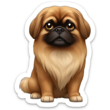 brown pekingese sticker