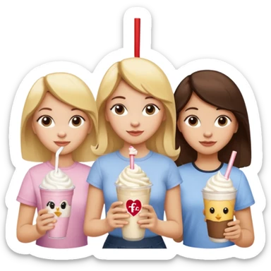 girl with blonde hair, girl with brown hair, girl with dark brown hair at Chick-fil-A  sticker